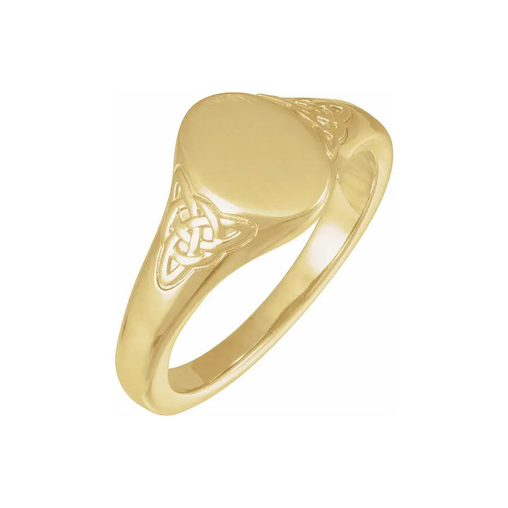 Engravable Oval Celtic-Inspired Signet Ring