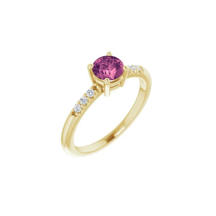 Round Pink Tourmaline with Diamonds Ring