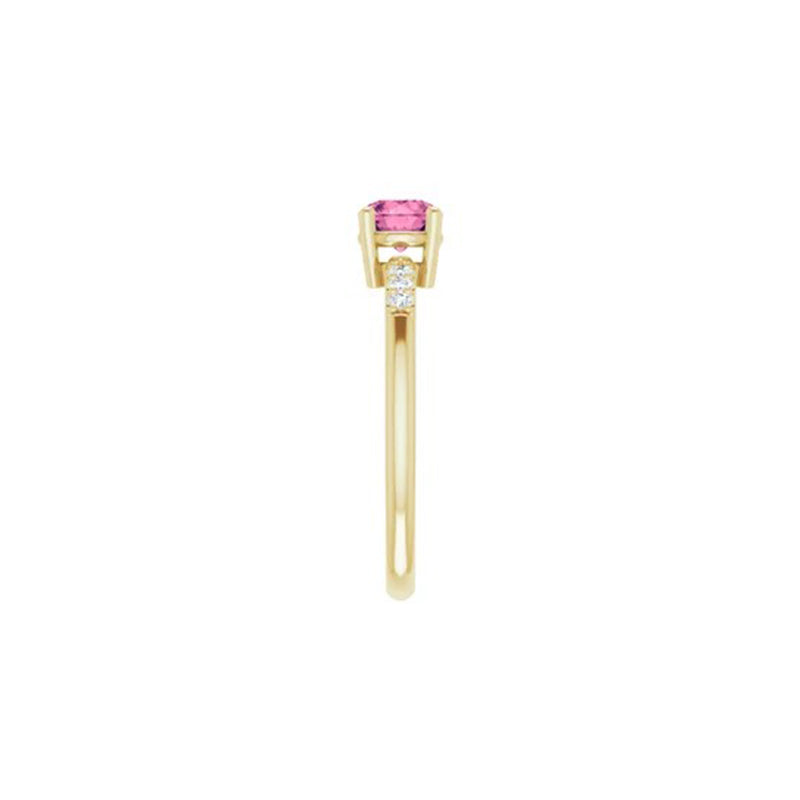 Round Pink Tourmaline with Diamonds Ring