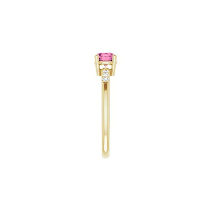 Round Pink Tourmaline with Diamonds Ring