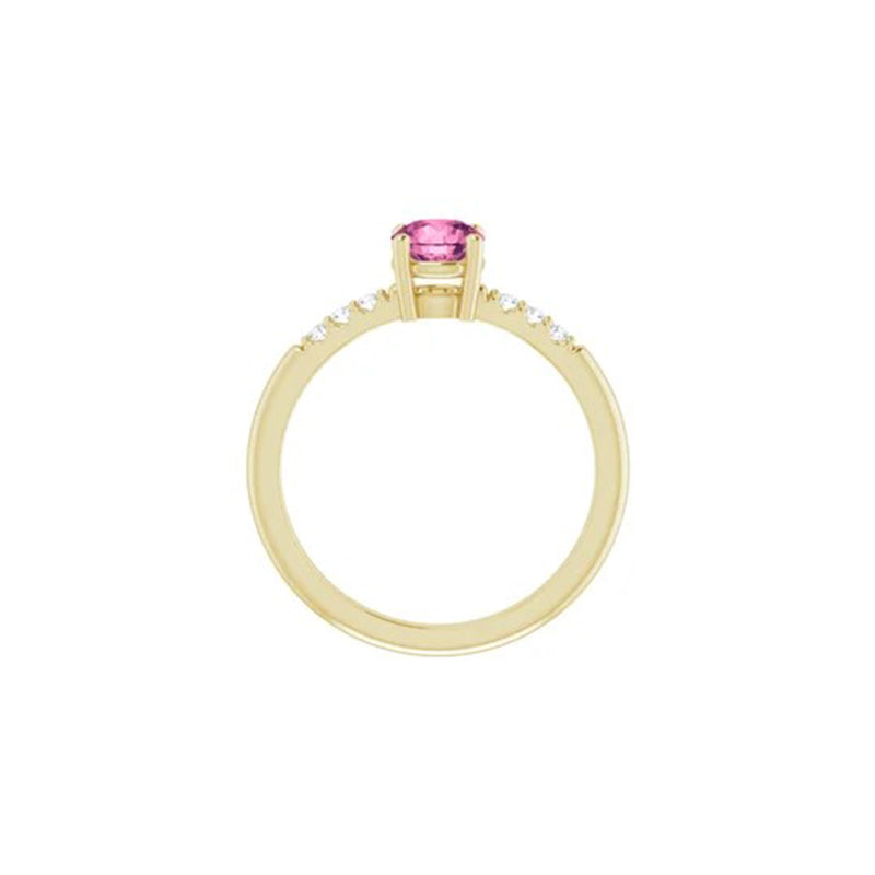 Round Pink Tourmaline with Diamonds Ring