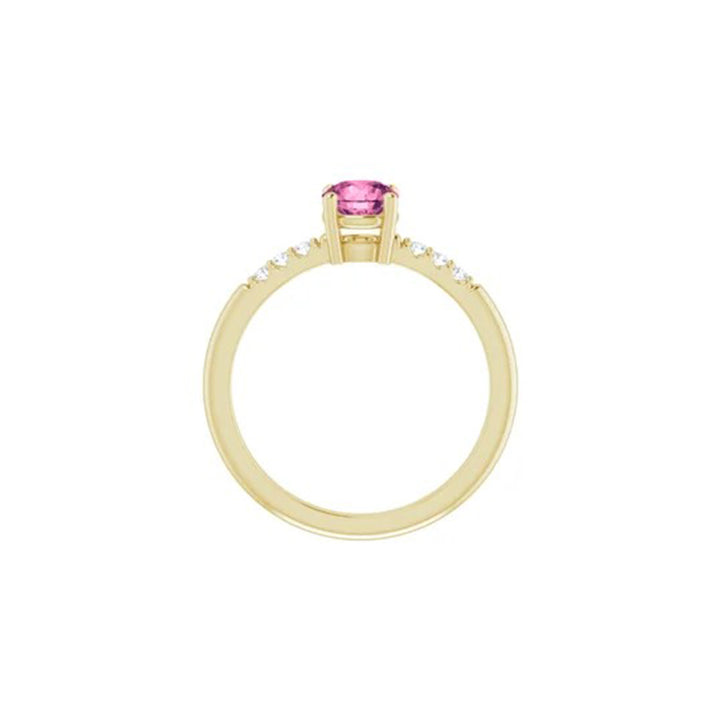 Round Pink Tourmaline with Diamonds Ring