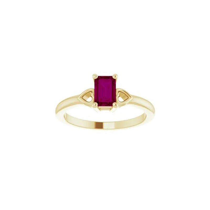 Emerald Cut Garnet Rhodolite Ring