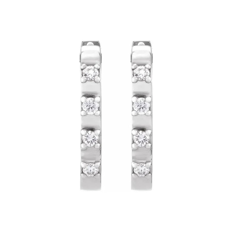 Natural Diamond 14 mm Hoop Earrings