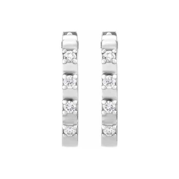 Natural Diamond 14 mm Hoop Earrings