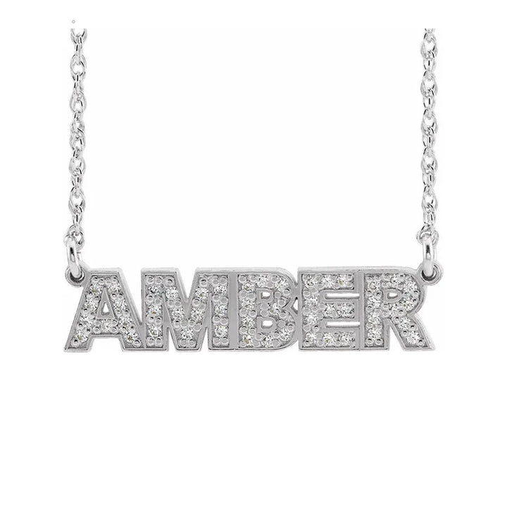 Diamond Accented Nameplate Necklace