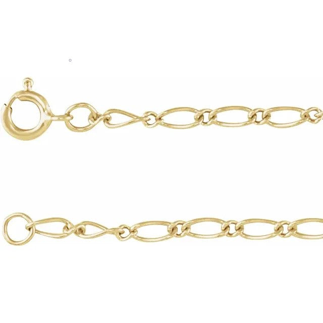 14K Yellow 1.5 mm Figaro 18" Chain