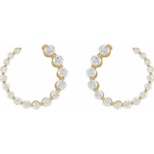 Natural Diamond Front-Back Earrings 14K Yellow, 7/8 ctw, 15mm