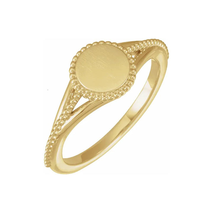 Engravable Beaded Signet Ring