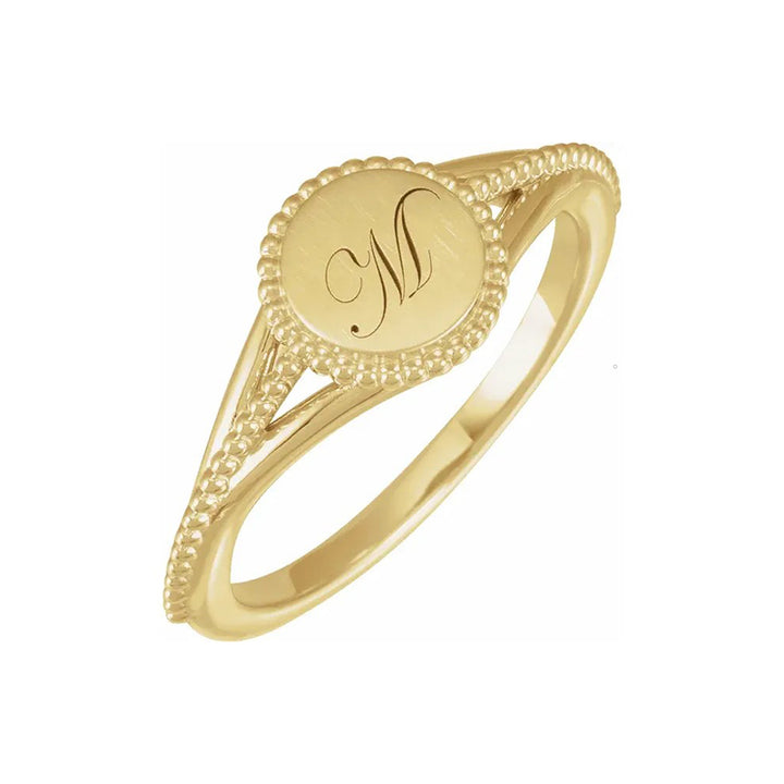 Engravable Beaded Signet Ring