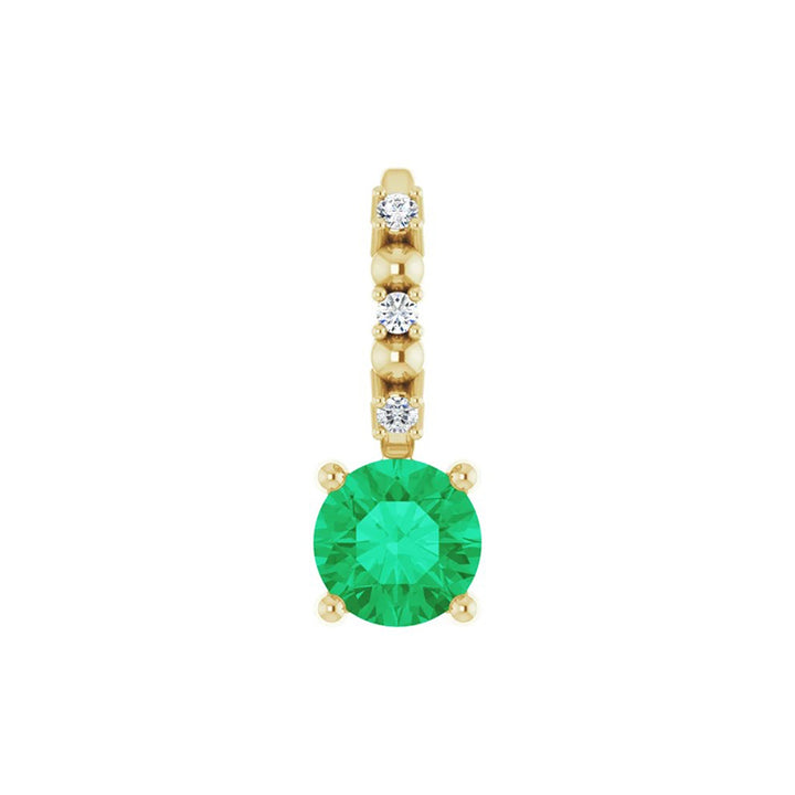 Imitation Emerald & .01 CTW Natural Diamond Charm/Pendant