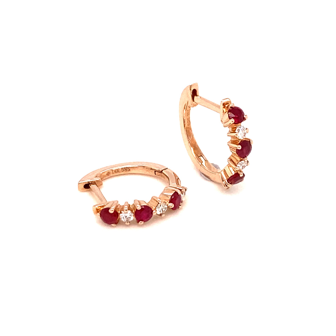 Ruby Diamond Huggie Earrings