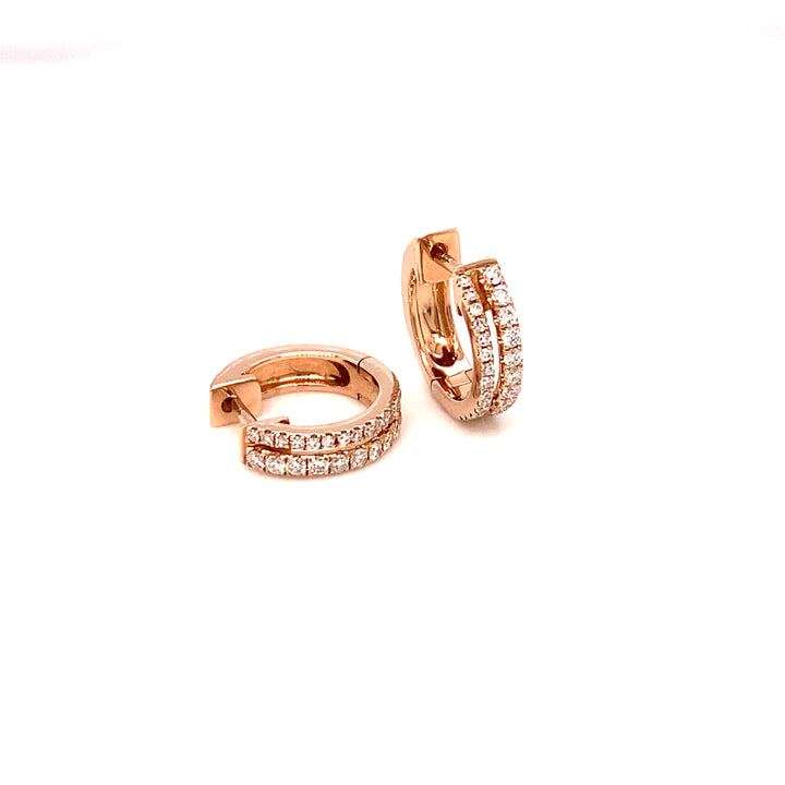 14K Rose Gold Diamond Huggie Earrings