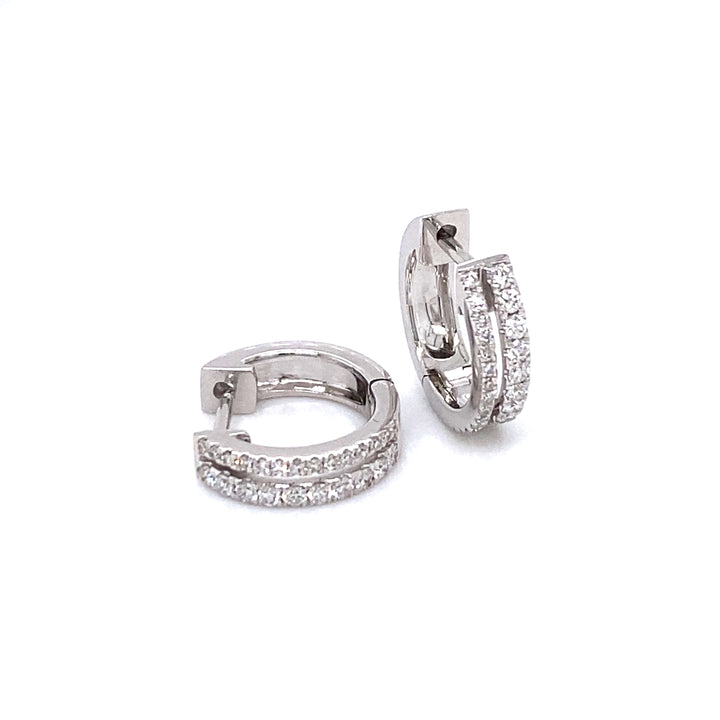 14K White Diamond Huggie Earrings