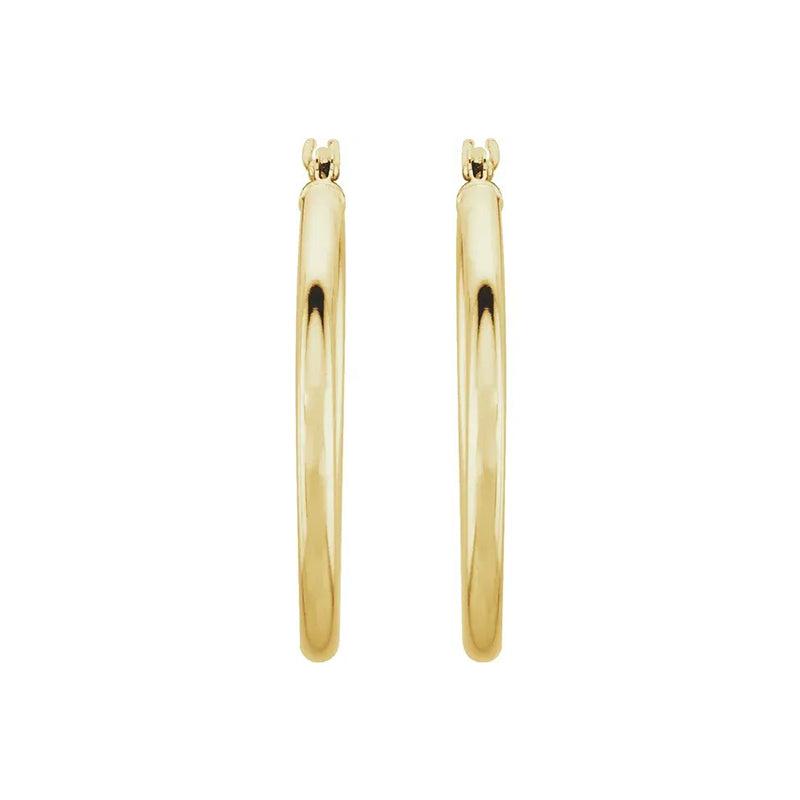 25mm x 2mm Polished Hoop Earrings