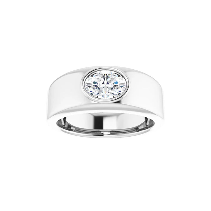 1CT Natural Oval Diamond Men's Ring