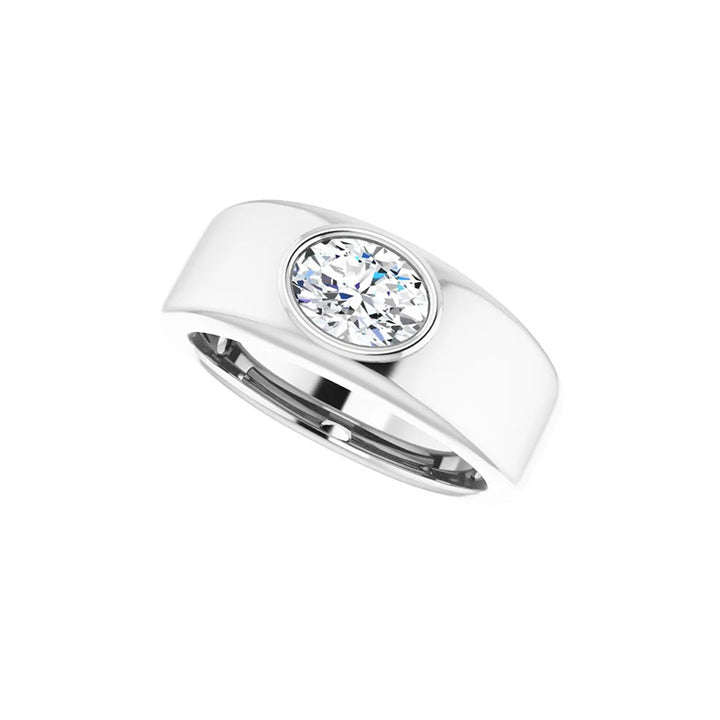 1CT Natural Oval Diamond Men's Ring