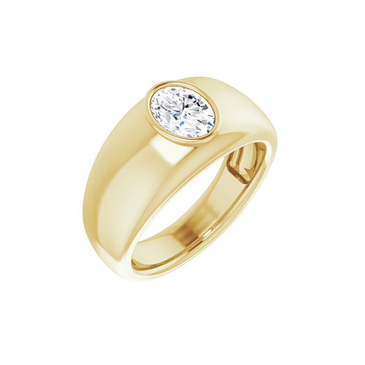 1CT Natural Oval Diamond Men's Ring