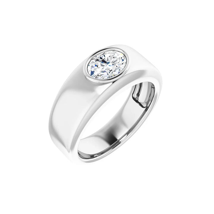 1CT Natural Oval Diamond Men's Ring