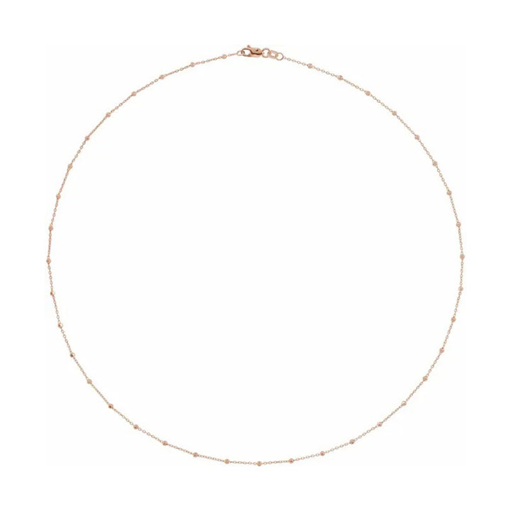 14K Rose 1.7 mm Cable 18" Chain with Faceted Beads