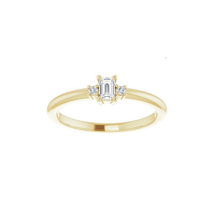 Natural Emerald Cut Diamond Stackable Ring