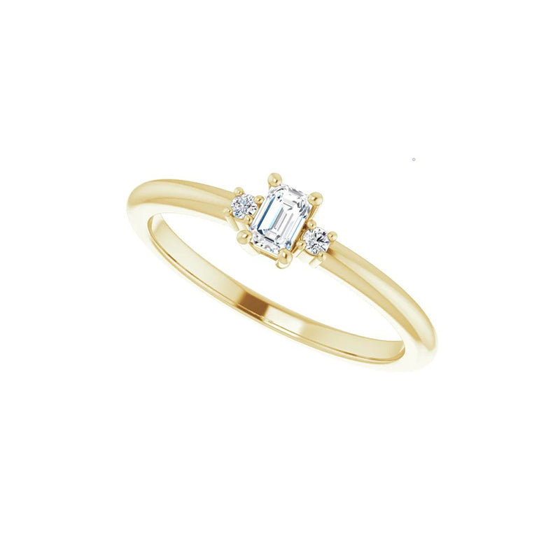 Natural Emerald Cut Diamond Stackable Ring