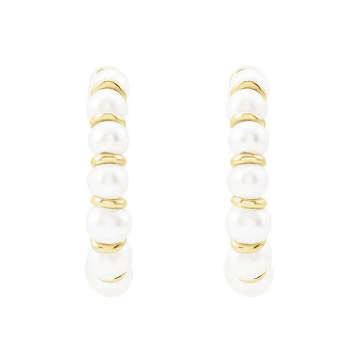 Cultured Freshwater Pearl Hoop Earrings, 14K Yellow