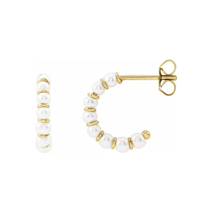 Cultured Freshwater Pearl Hoop Earrings, 14K Yellow