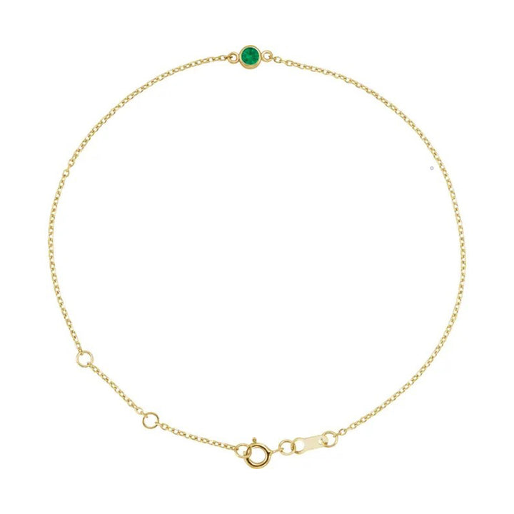 Natural Emerald Bezel-Set Solitaire Bracelet