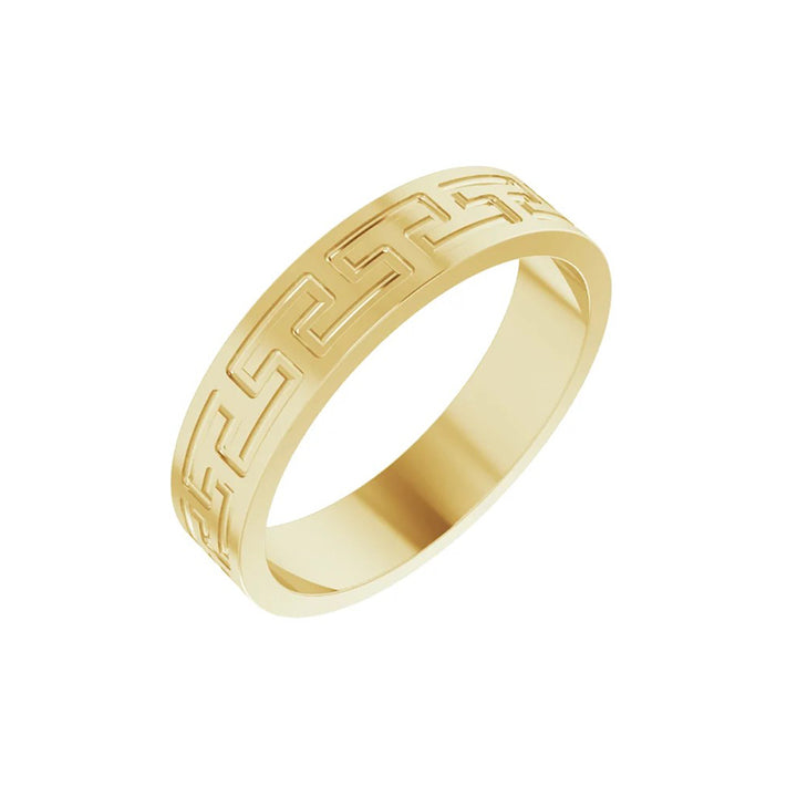 5MM Greek Key Wedding Band