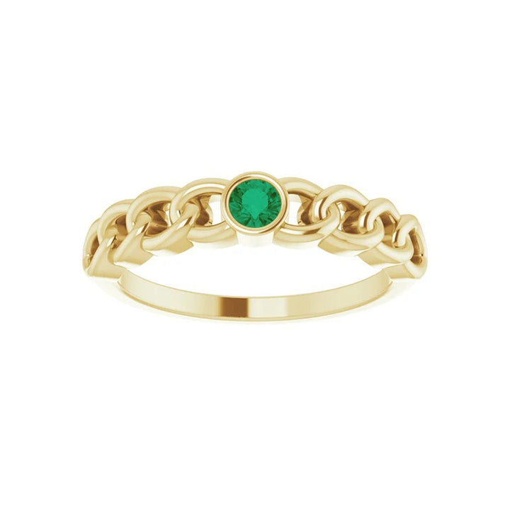 Natural Emerald Curb Chain Ring