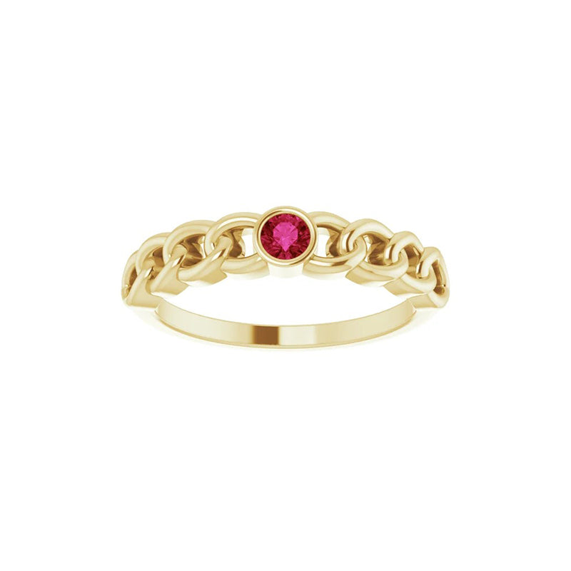 Natural Ruby Curb Chain Ring