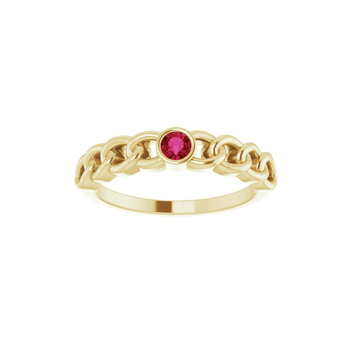 Natural Ruby Curb Chain Ring