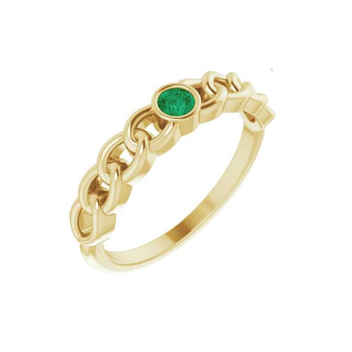 Natural Emerald Curb Chain Ring