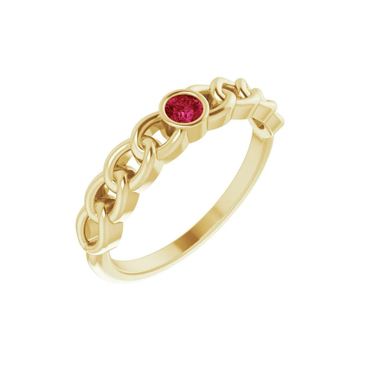 Natural Ruby Curb Chain Ring