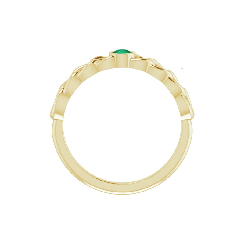 Natural Emerald Curb Chain Ring