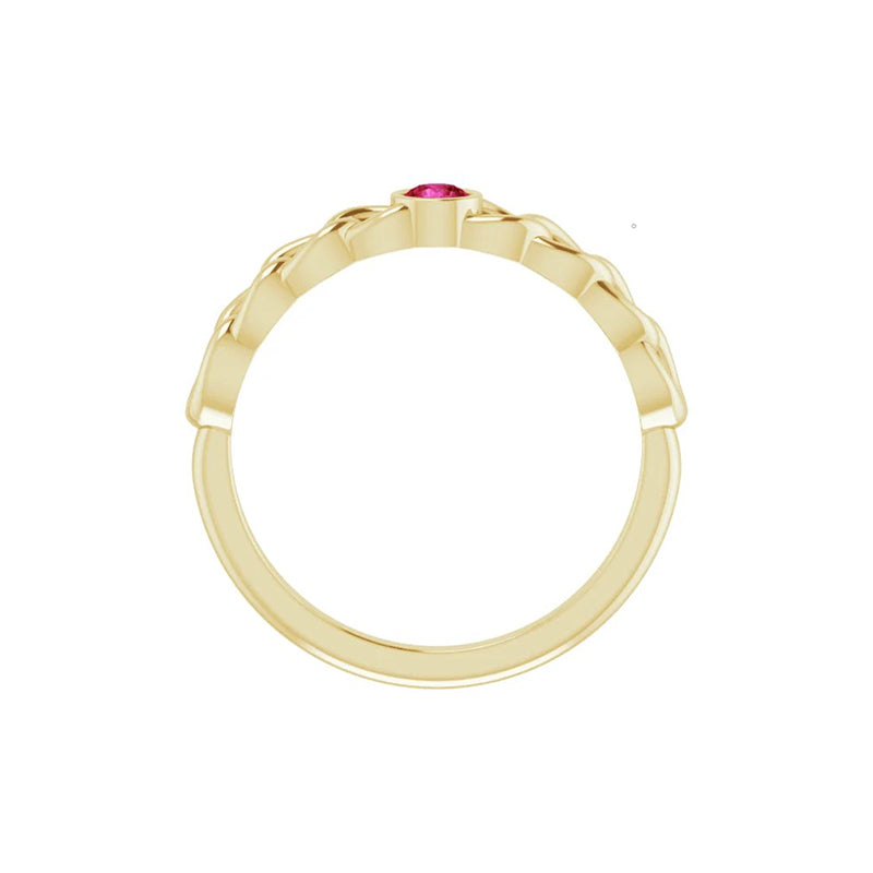 Natural Ruby Curb Chain Ring