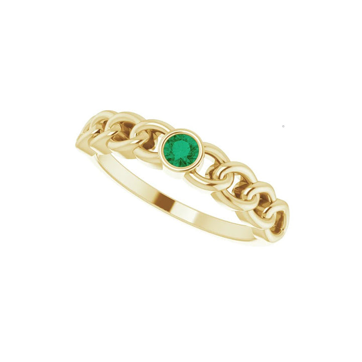 Natural Emerald Curb Chain Ring