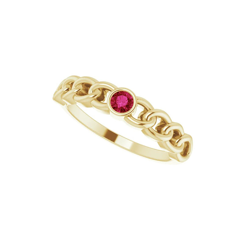 Natural Ruby Curb Chain Ring