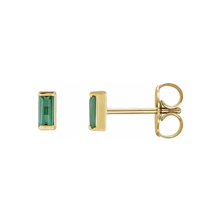 14K Yellow Natural Green Tourmaline Channel-Set Earrings