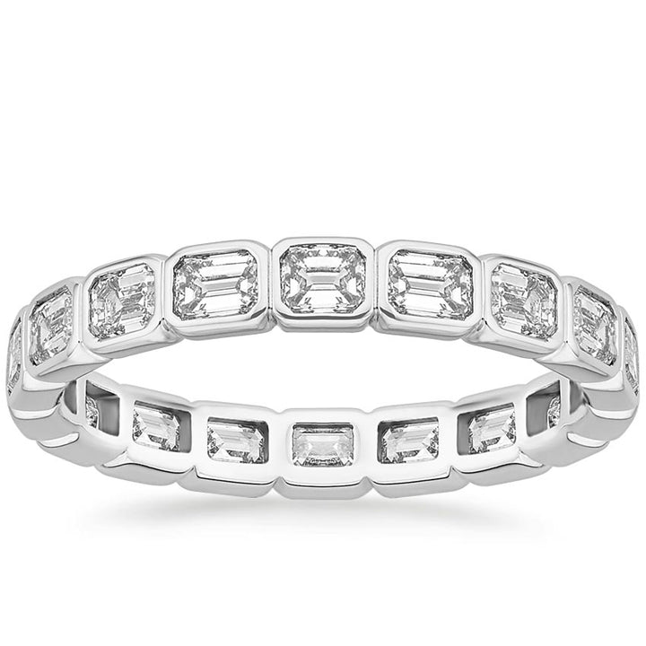 East-West Emerald Bezel Eternity Band