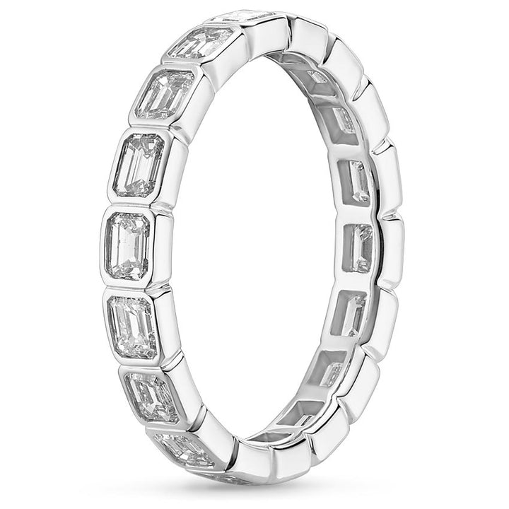 East-West Emerald Bezel Eternity Band