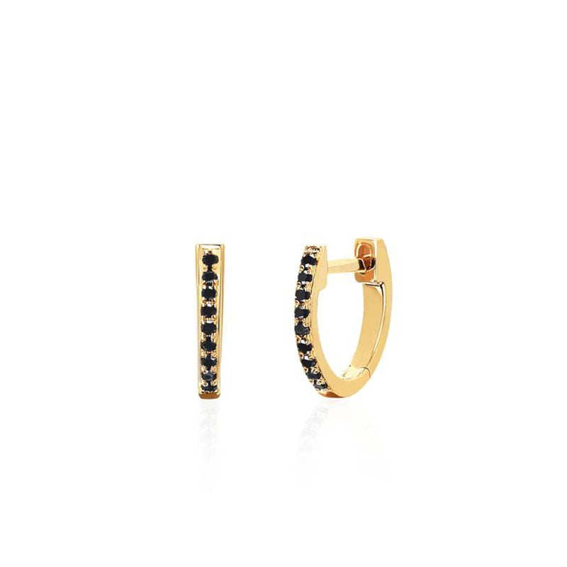 Black Diamond Mini Huggie Earrings