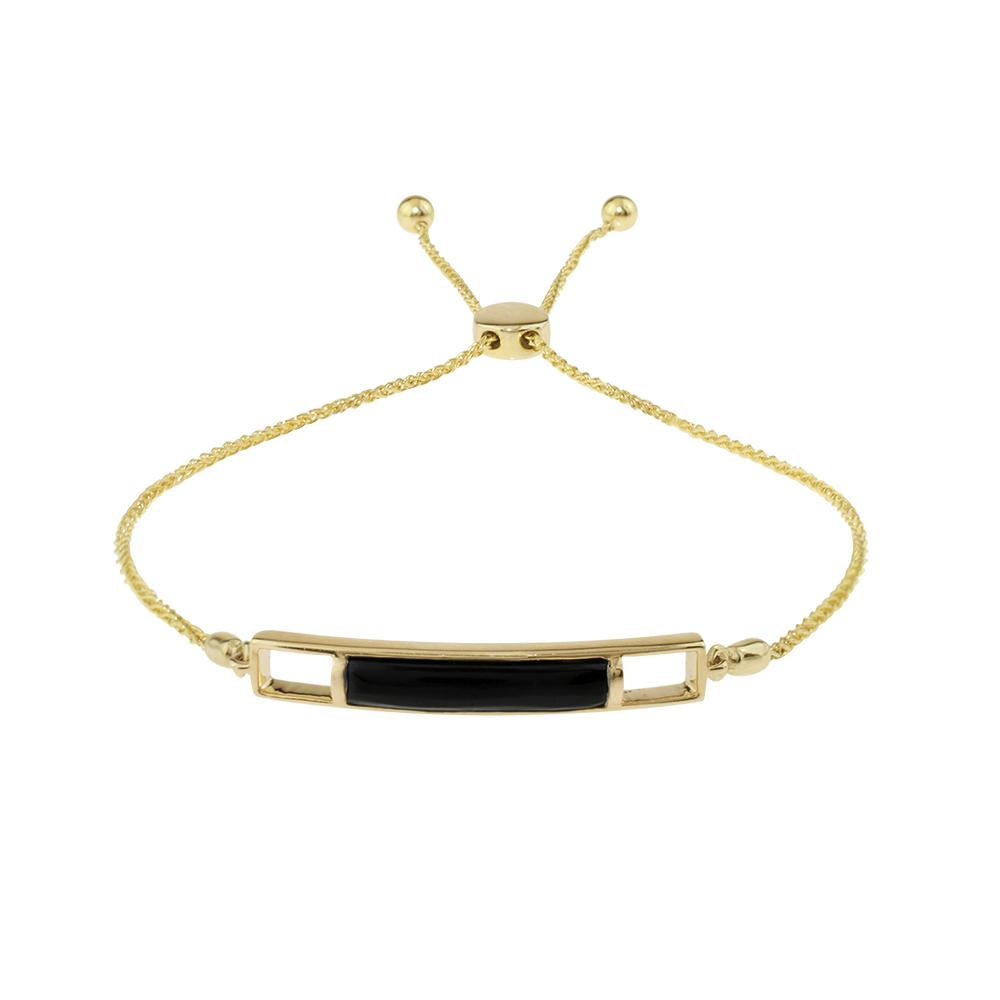 Black Onyx Curved Bar Bracelet