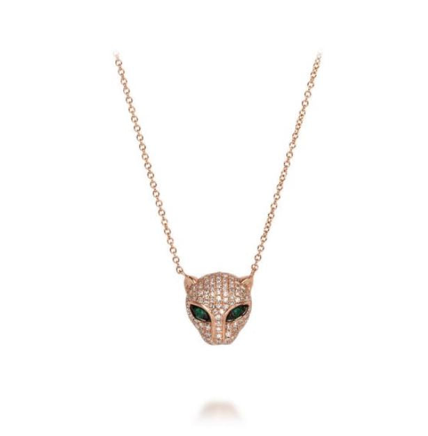 Cheetah Emerald Diamond Pendant Necklace