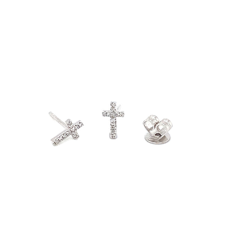 Mini Diamond Cross Stud Earrings