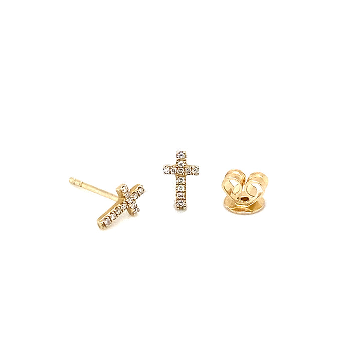 Mini Diamond Cross Stud Earrings