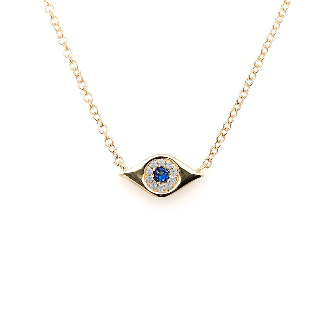 Blue Sapphire Diamond Eye Necklace