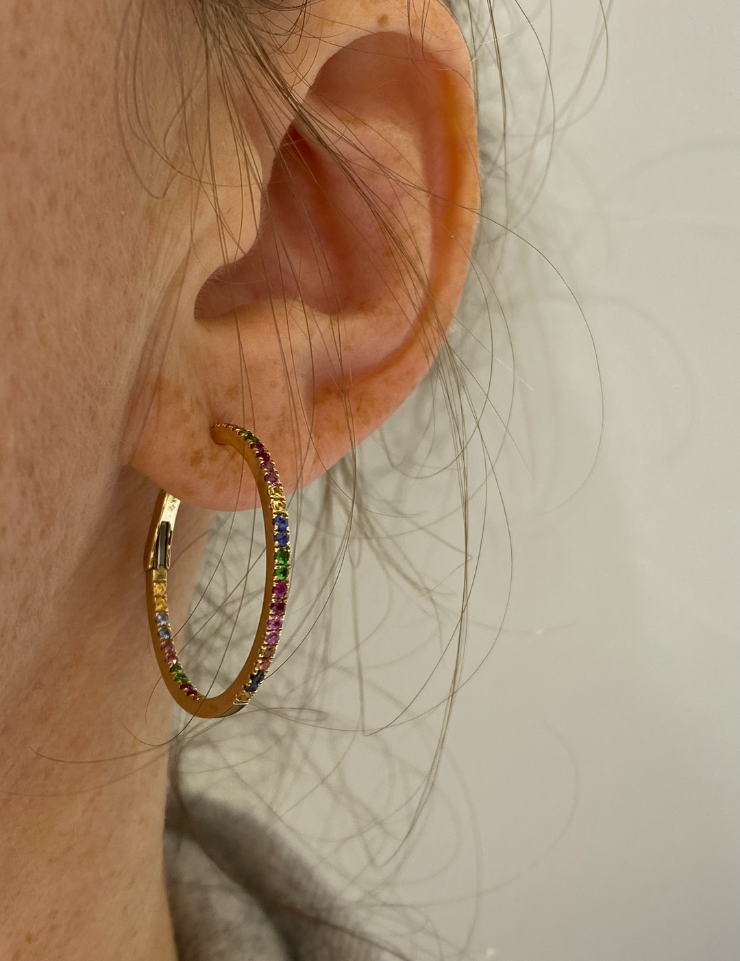 Multi-Color Sapphire Hoop Earrings