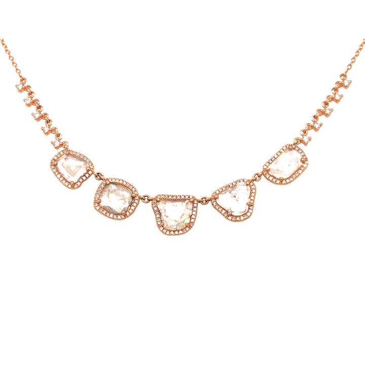 Five Diamond Slice Diamond Necklace